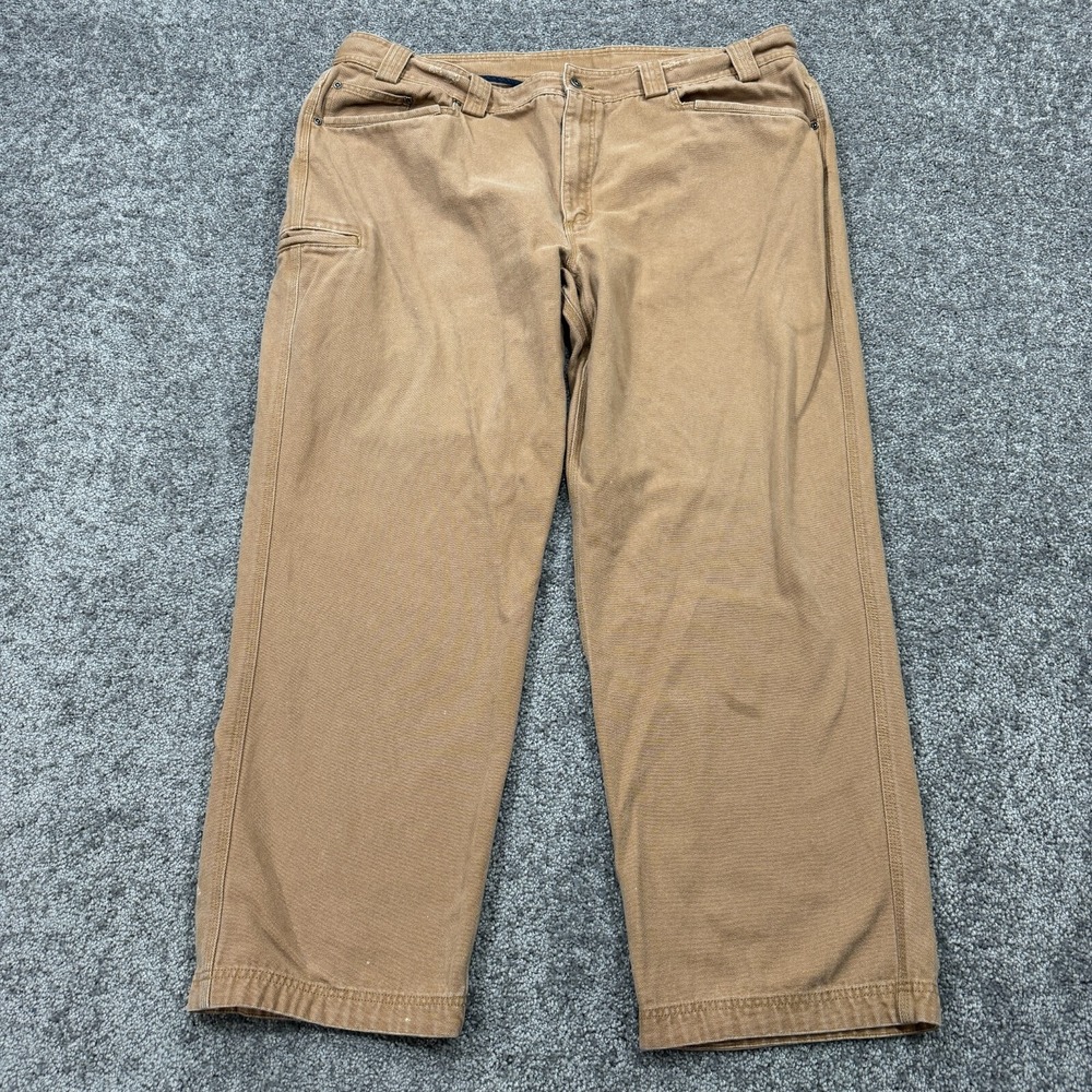 Duluth Pants Mens 44x32 Brown Relaxed Fit Straight Canvas Workwear Outdoor City
